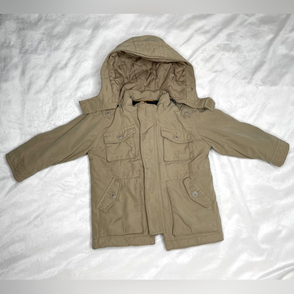Baby Gap Tan Warm Cargo Winter Coat with detachable hood Toddler 3t